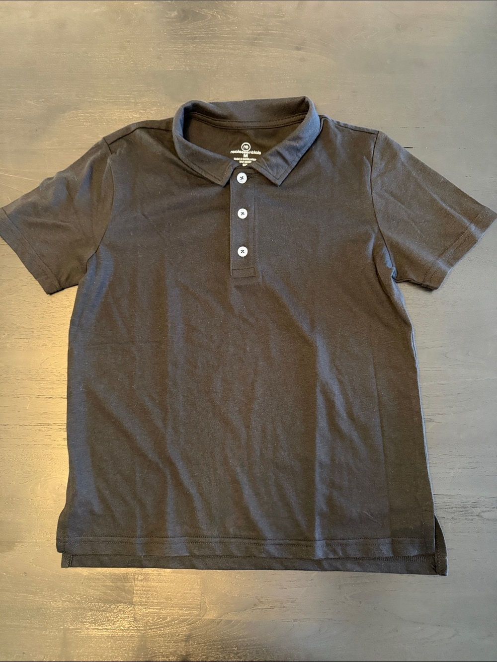 Realessentials boys Black Polo Shirt - Classic Short Sleeve size M on both.